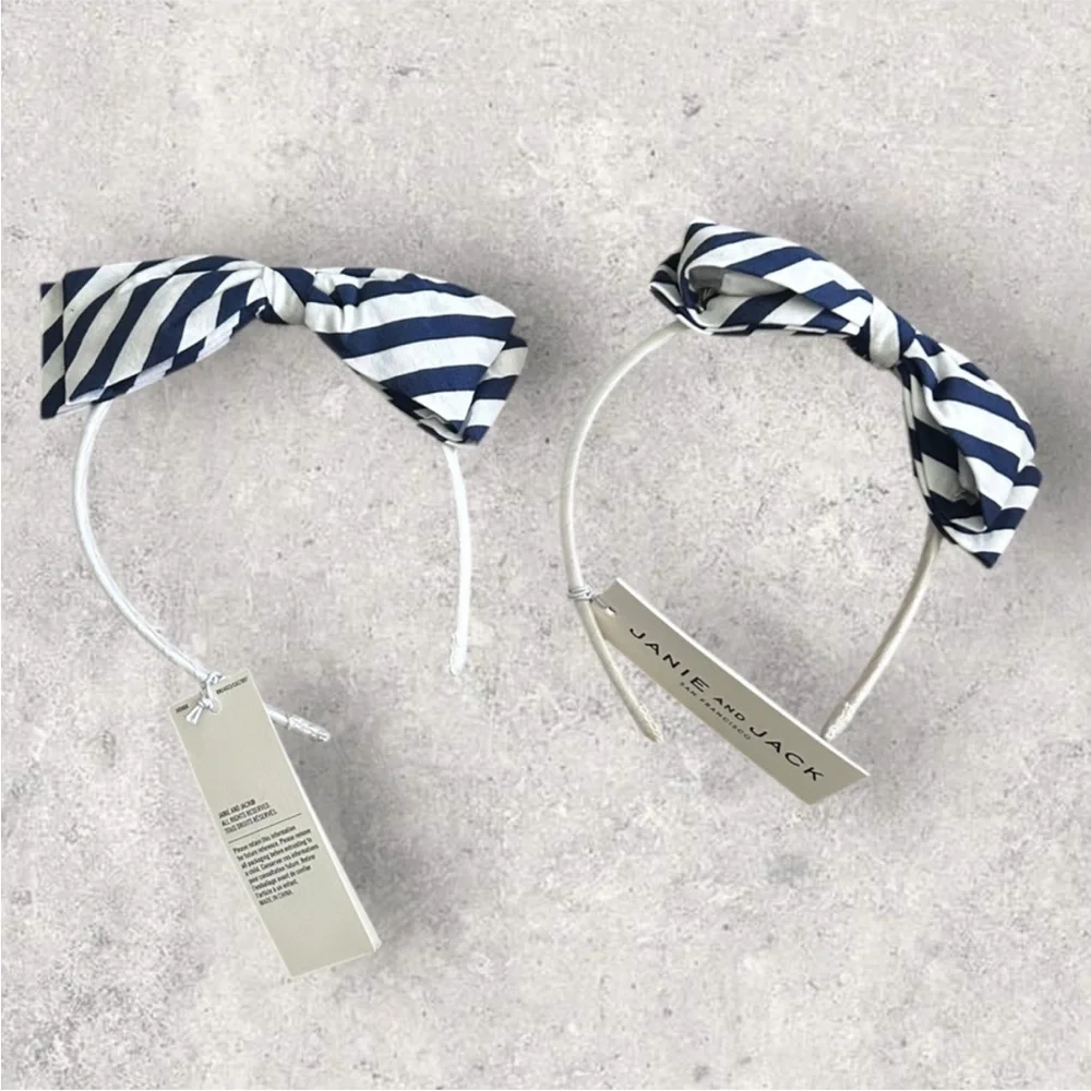 NWT Janie and Jack Striped Bow headband set